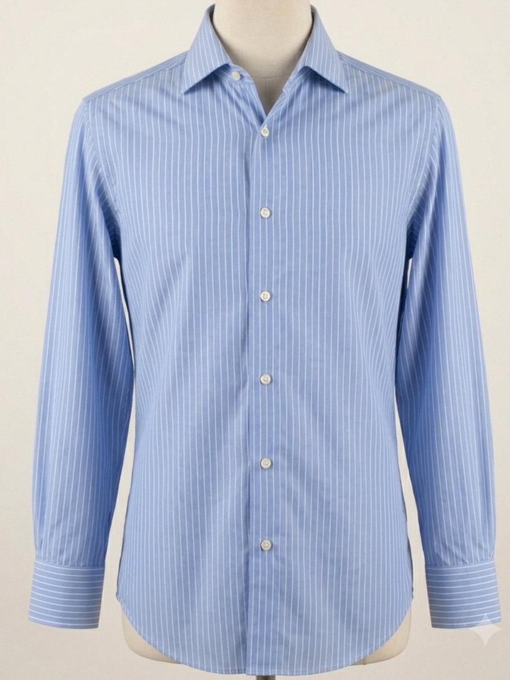 Canali 1934 Blue White Stripe Cotton Dress Shirt Mens 41 16 Spread Collar Italy